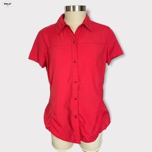 REI Short Sleeve Button Down Nylon Hiking Outdoor Travel Shirt w/ Ventilation M